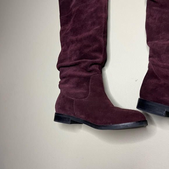 Steve Madden Balen Leather Suede Knee High Slouch Boot Burgundy 6 - Picture 15 of 16